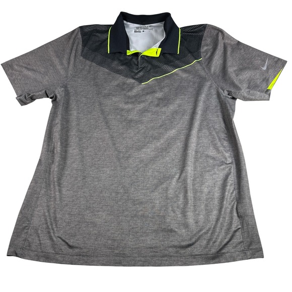 Nike Other - Nike Golf Tour Performance Dri-FIT Polo Shirt Mens Large Gray Black Neon
